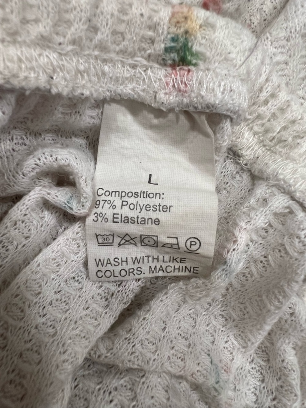 Cream Floral Ribbed Two-Piece Lounge Set - Picture 2 of 5